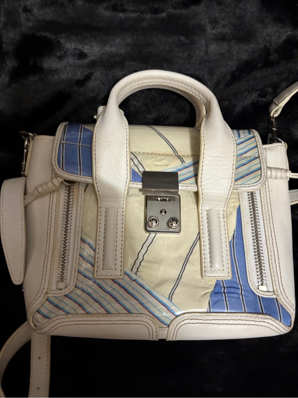 Phillip Lim  Striped Shirting Cotton, PVC & Leather Pashli Mini Satchel Bag